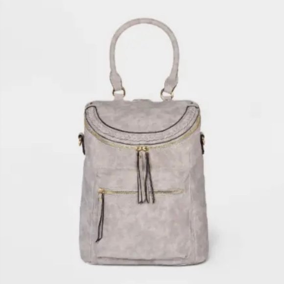 VR NYC - Convertible Shoulder Handbag, Tote, Crossbody, Backpack - Gray - Picture 2 of 8